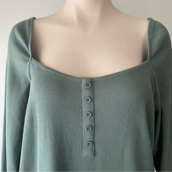 Torrid Ribbed Square Neck Henley Long Sleeve Top Blouse Shirt Plus Size 2 - Picture 3 of 8